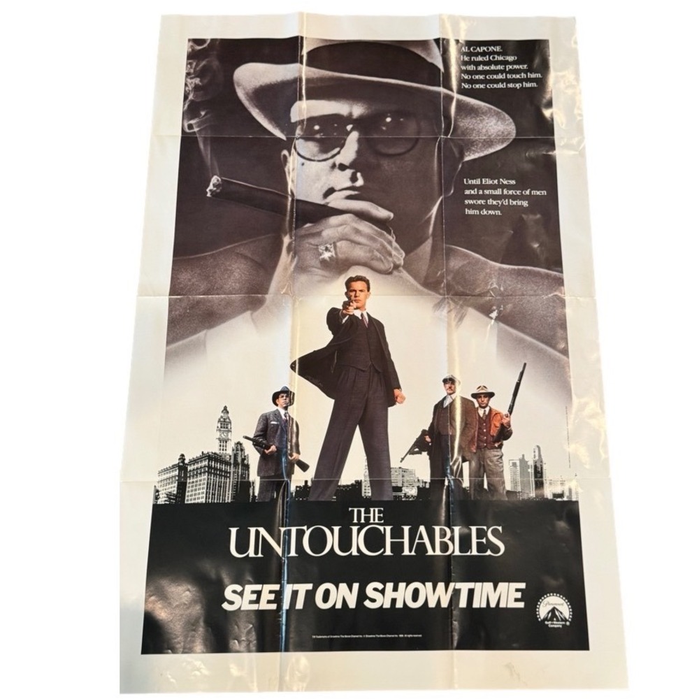 Vintage 1988 The Untouchables Movie Poster Showtime Promo Robert De Niro 27x41